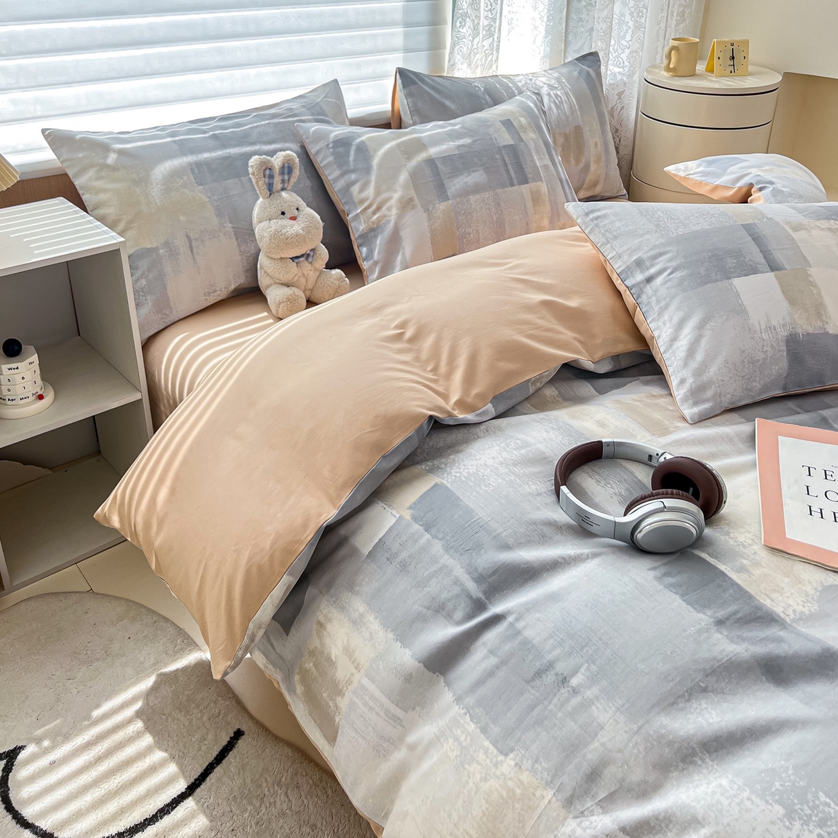 91家纺网 家纺一手货源 找家纺 红馆 2025年全棉12868印花系列四件套 简朴咖