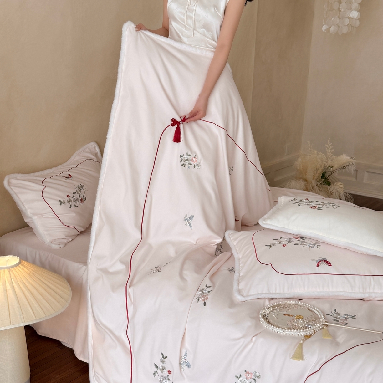 91家纺网 家纺一手货源 找家纺 （总）嗨购家纺 2025新款秋冬50S 磨毛四件套-春山赴雪