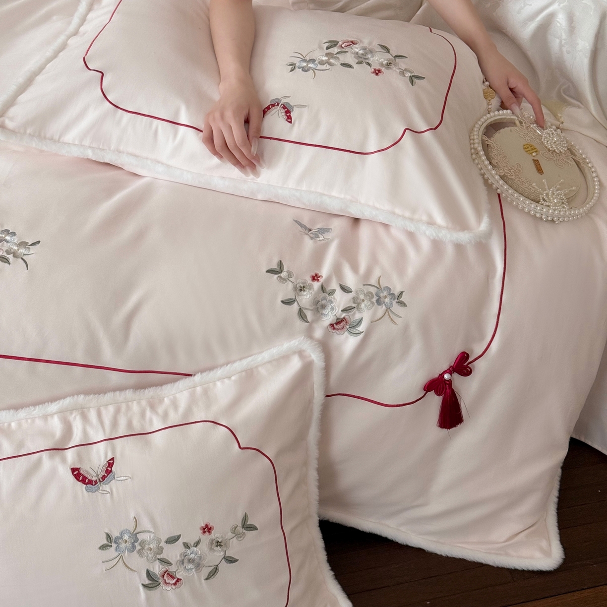 91家纺网 家纺一手货源 找家纺 （总）嗨购家纺 2025新款秋冬50S 磨毛四件套-春山赴雪