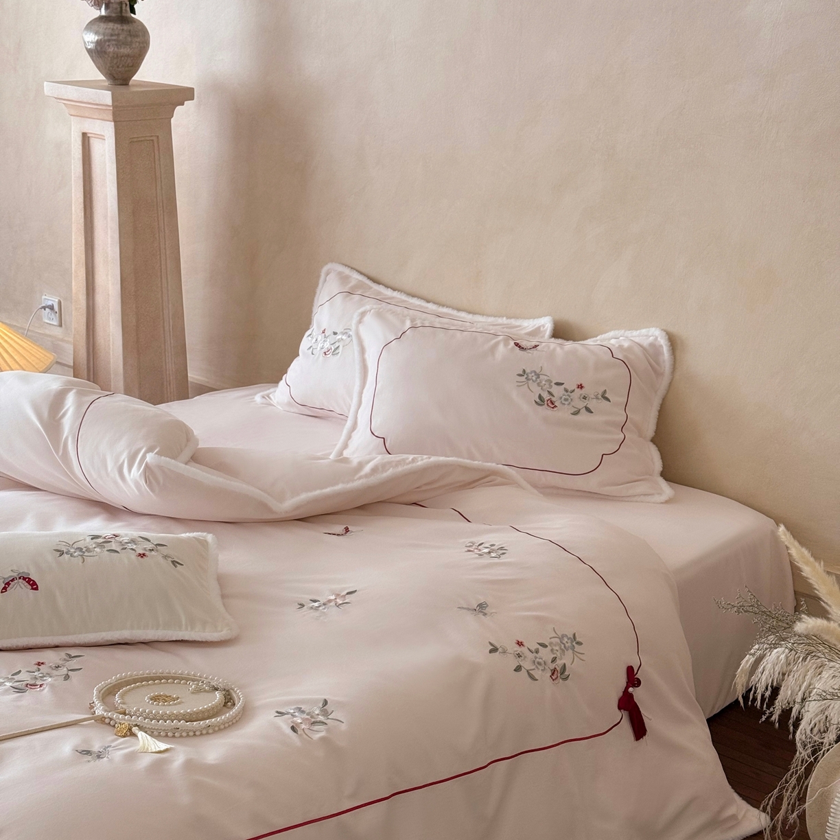 91家纺网 家纺一手货源 找家纺 （总）嗨购家纺 2025新款秋冬50S 磨毛四件套-春山赴雪