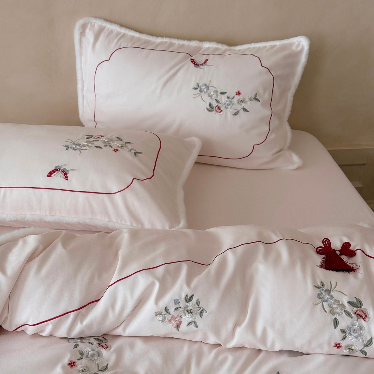 91家纺网 家纺一手货源 找家纺 （总）嗨购家纺 2025新款秋冬50S 磨毛四件套-春山赴雪