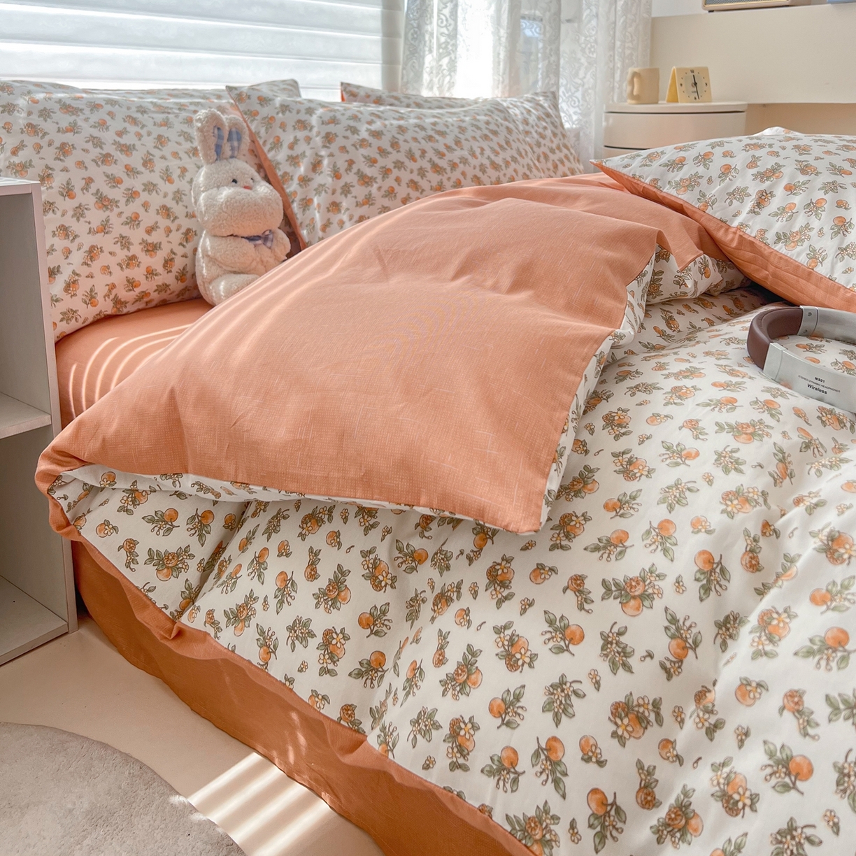 红馆 2025年全棉12868印花系列四件套 桔子小小