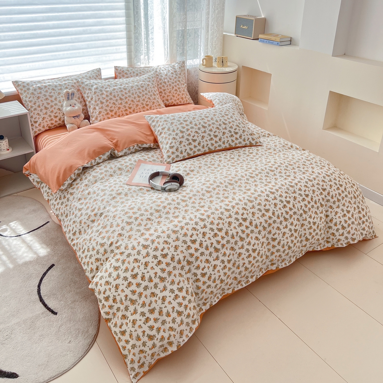 91家纺网 家纺一手货源 找家纺 红馆 2025年全棉12868印花系列四件套 桔子小小