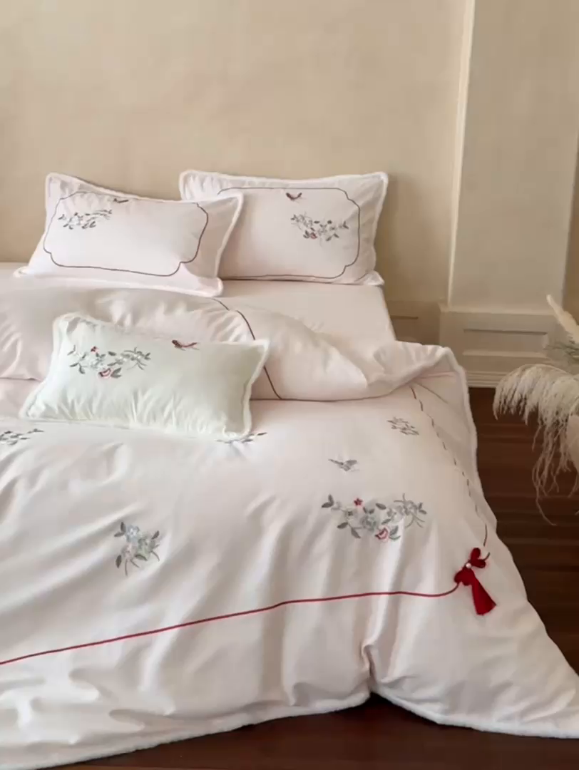 91家纺网 家纺一手货源 找家纺 （总）嗨购家纺 2025新款秋冬50S 磨毛四件套-春山赴雪