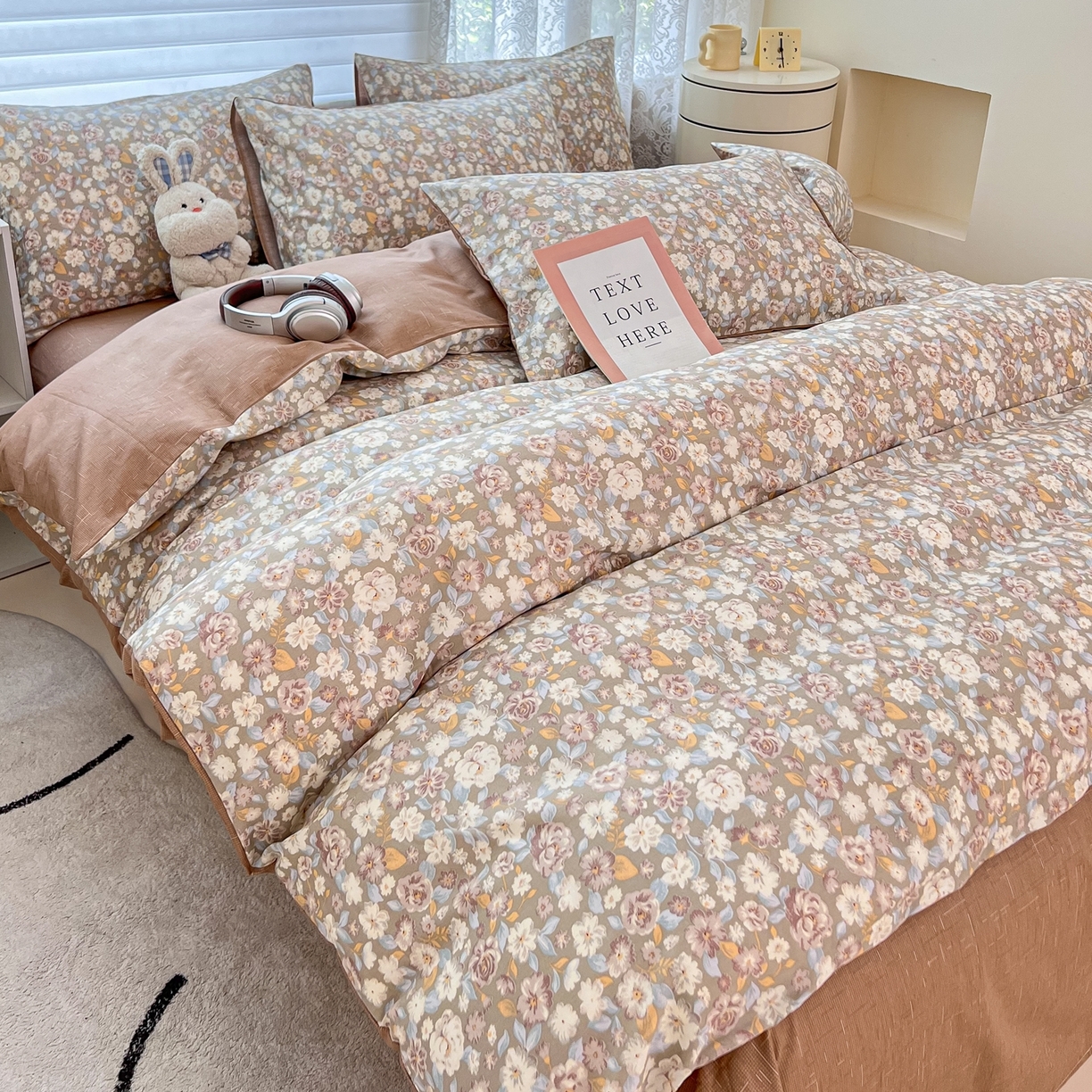 91家纺网 家纺一手货源 找家纺 红馆 2025年全棉12868印花系列四件套 沐雨