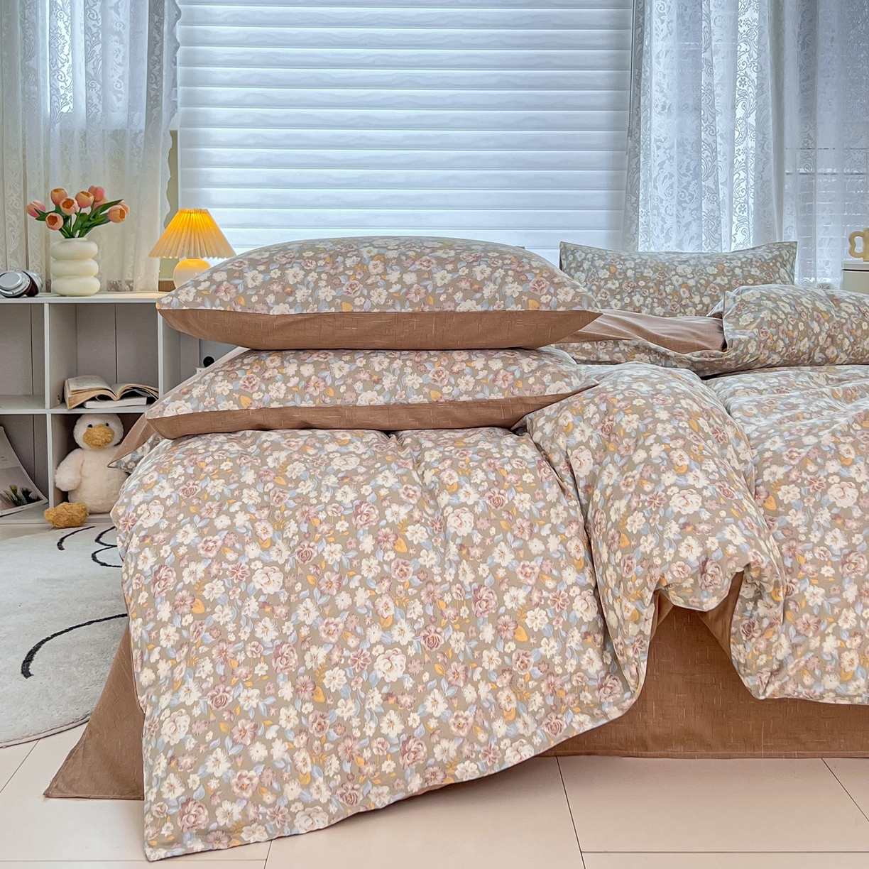 91家纺网 家纺一手货源 找家纺 红馆 2025年全棉12868印花系列四件套 沐雨