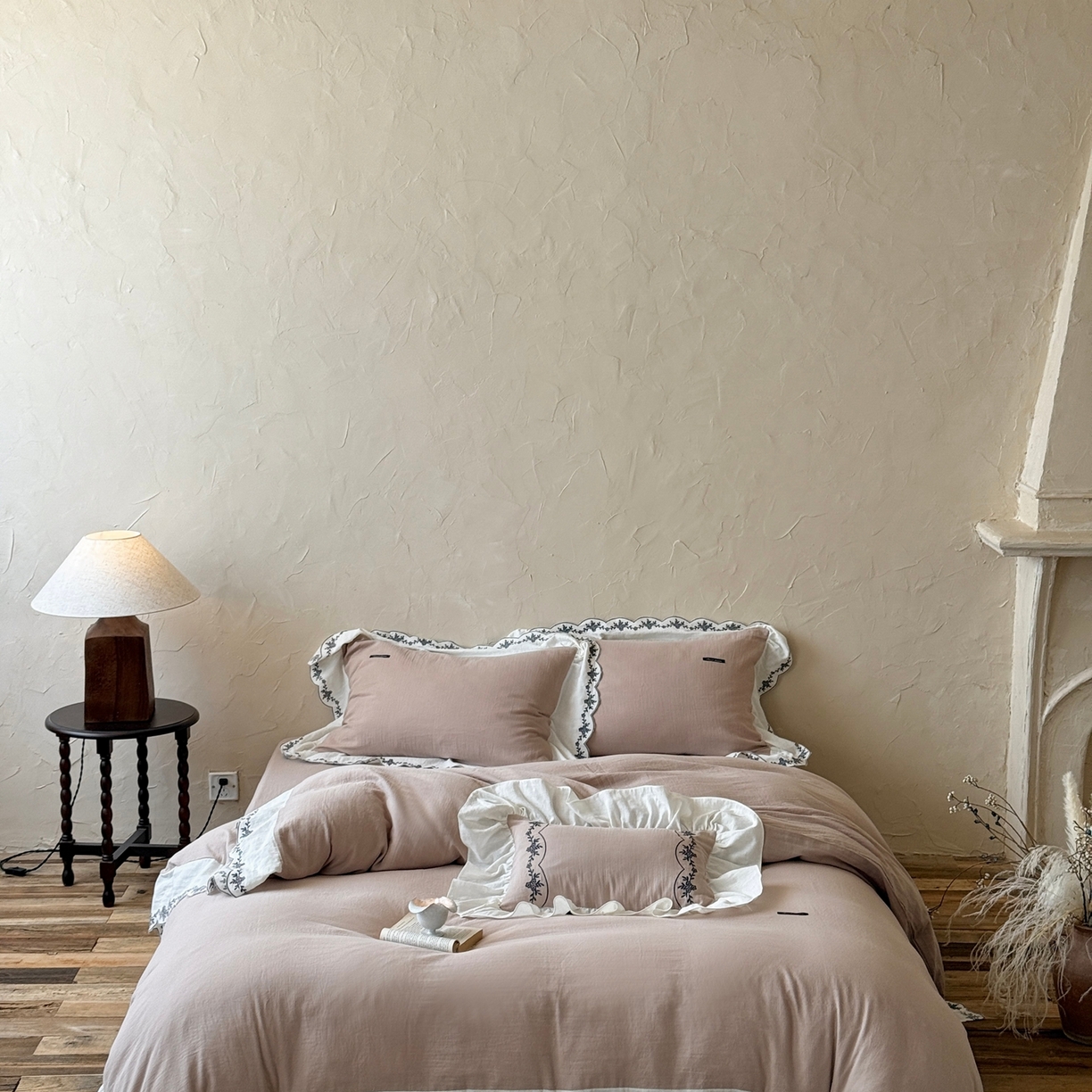 91家纺网 家纺一手货源 找家纺 （总）嗨购家纺 2025新款亲肤舒适双层纱四件套-故里