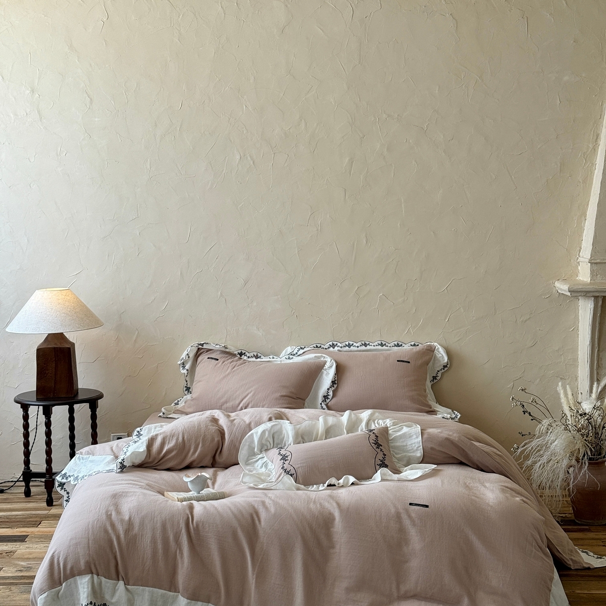 91家纺网 家纺一手货源 找家纺 （总）嗨购家纺 2025新款亲肤舒适双层纱四件套-故里