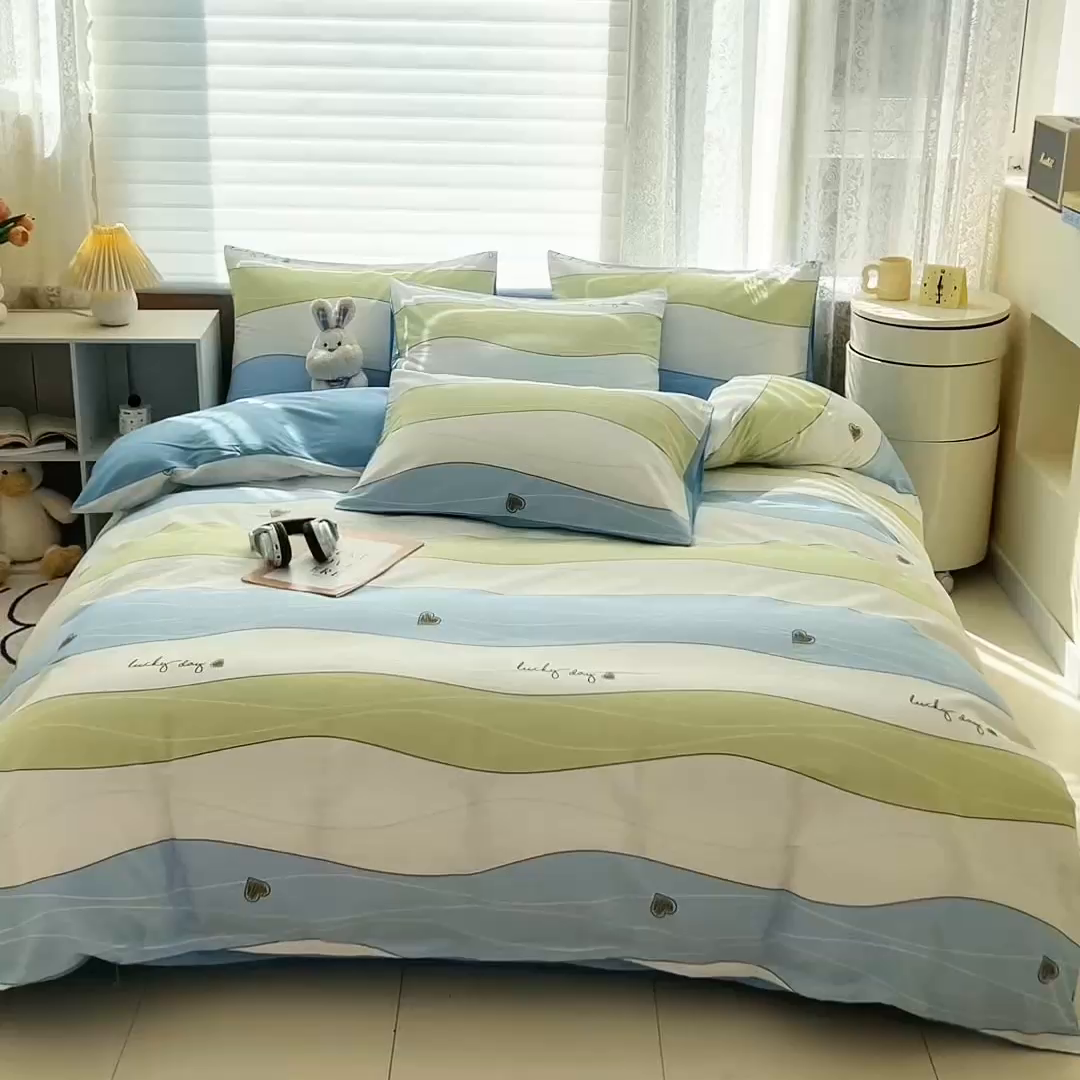 91家纺网 家纺一手货源 找家纺 红馆 2025年全棉12868印花系列四件套 青春