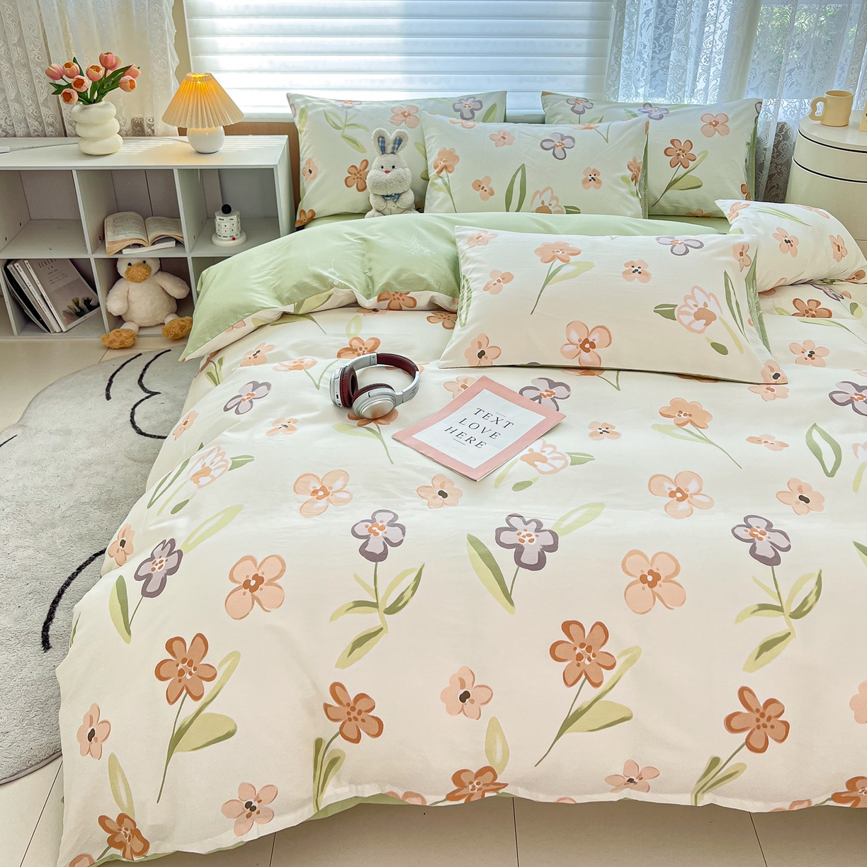 91家纺网 家纺一手货源 找家纺 红馆 2025年全棉12868印花系列四件套 温暖午后