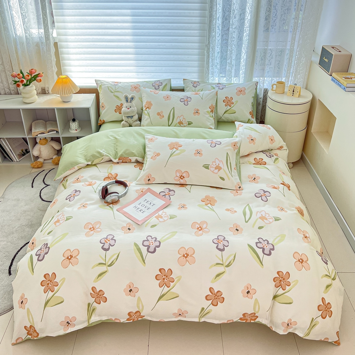 91家纺网 家纺一手货源 找家纺 红馆 2025年全棉12868印花系列四件套 温暖午后