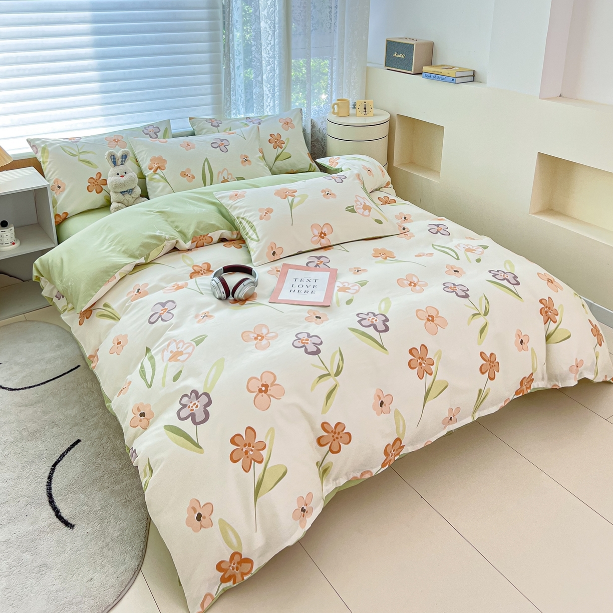 91家纺网 家纺一手货源 找家纺 红馆 2025年全棉12868印花系列四件套 温暖午后