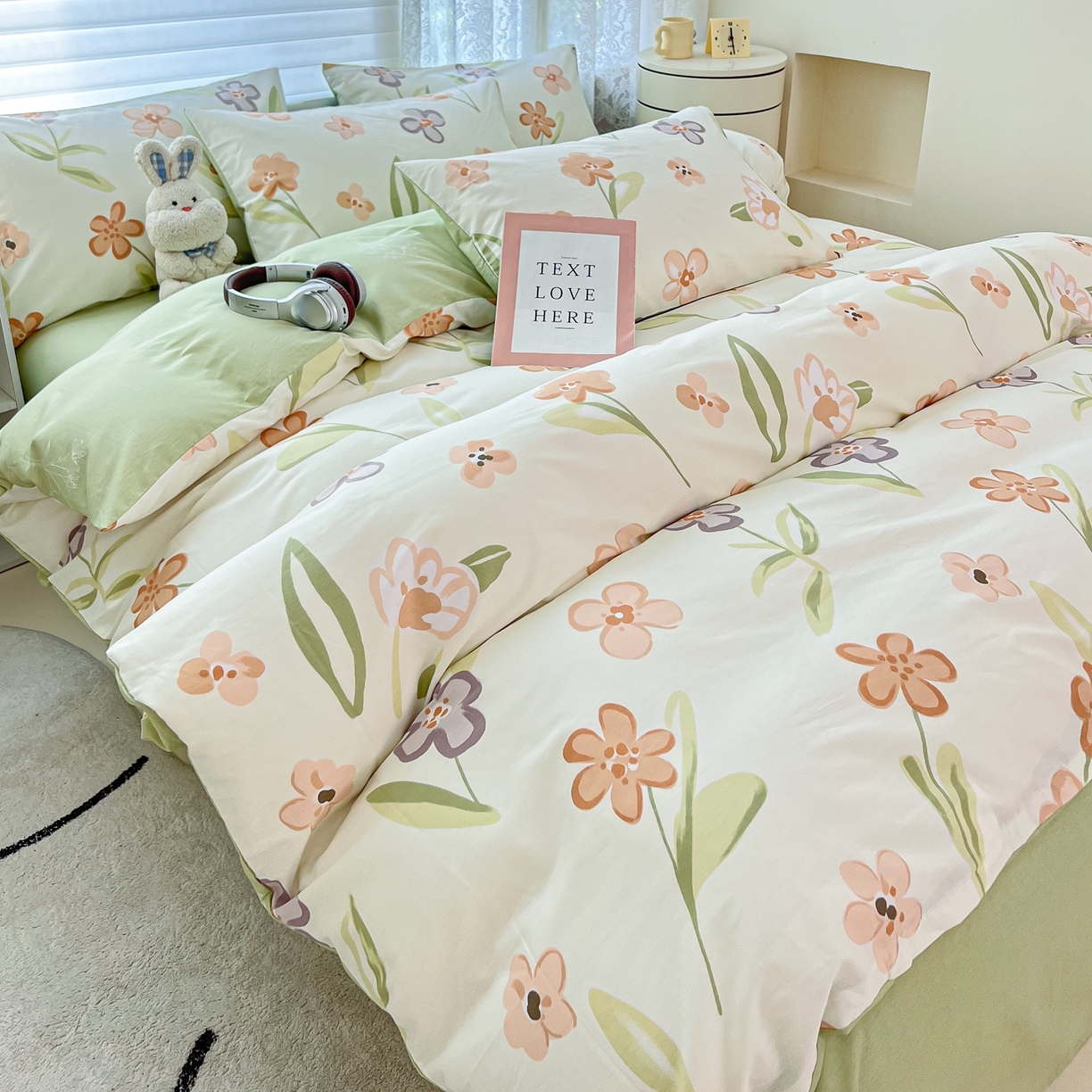 91家纺网 家纺一手货源 找家纺 红馆 2025年全棉12868印花系列四件套 温暖午后