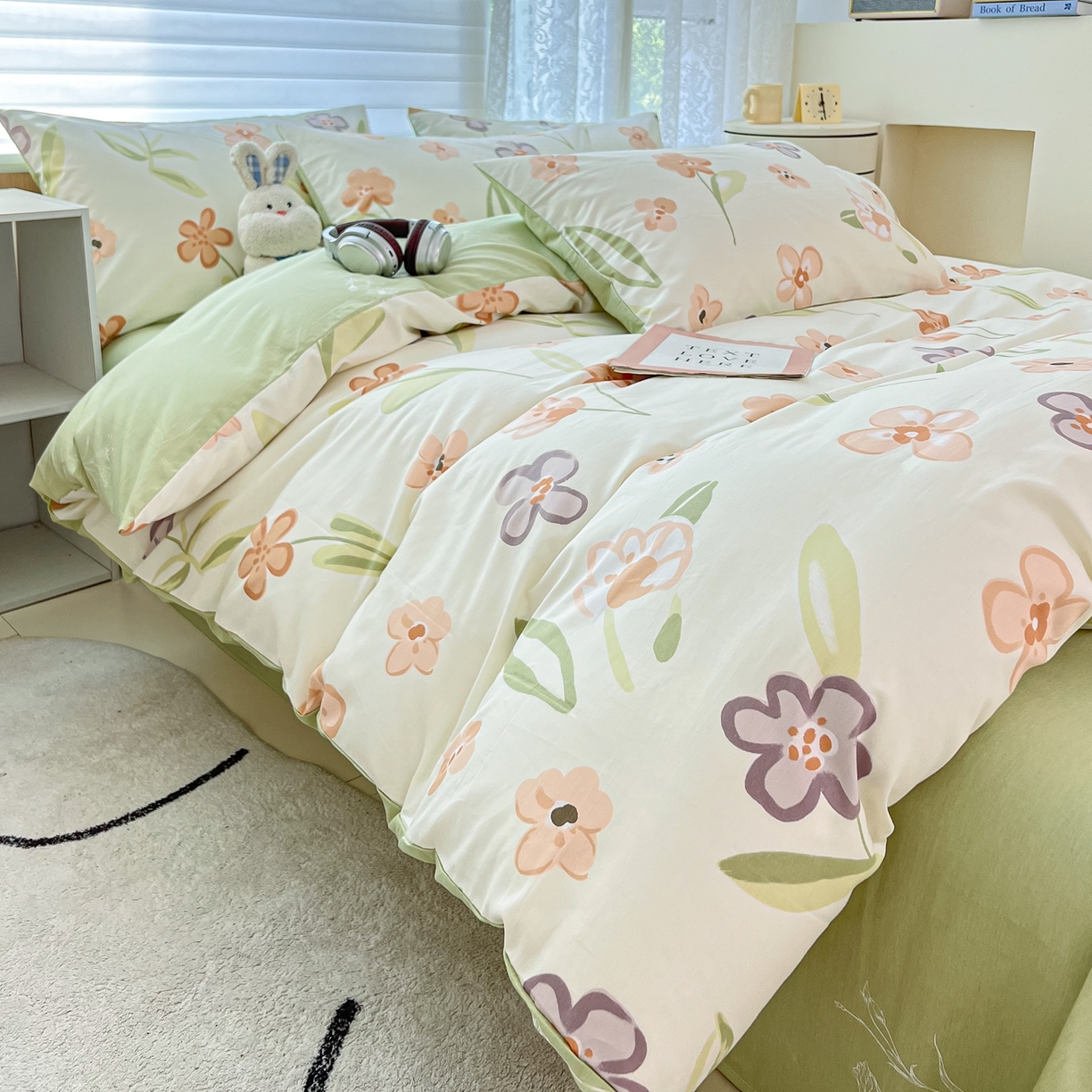 91家纺网 家纺一手货源 找家纺 红馆 2025年全棉12868印花系列四件套 温暖午后