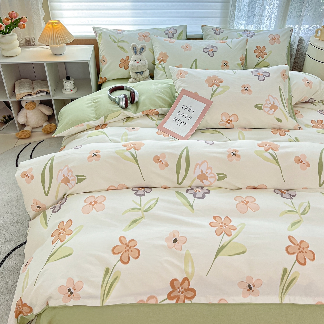 91家纺网 家纺一手货源 找家纺 红馆 2025年全棉12868印花系列四件套 温暖午后