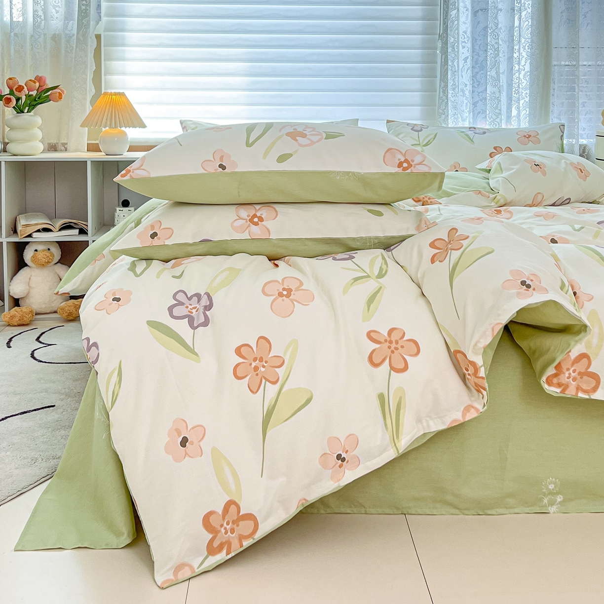 91家纺网 家纺一手货源 找家纺 红馆 2025年全棉12868印花系列四件套 温暖午后