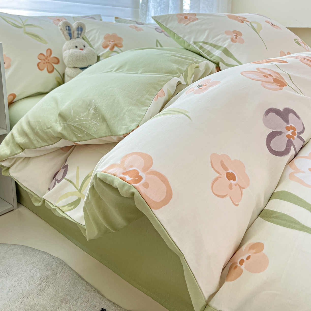 91家纺网 家纺一手货源 找家纺 红馆 2025年全棉12868印花系列四件套 温暖午后