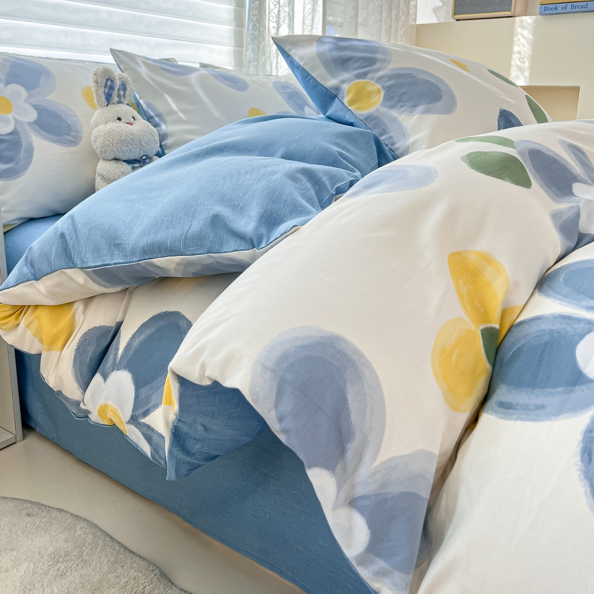 91家纺网 家纺一手货源 找家纺 红馆 2025年全棉12868印花系列四件套 向阳花开