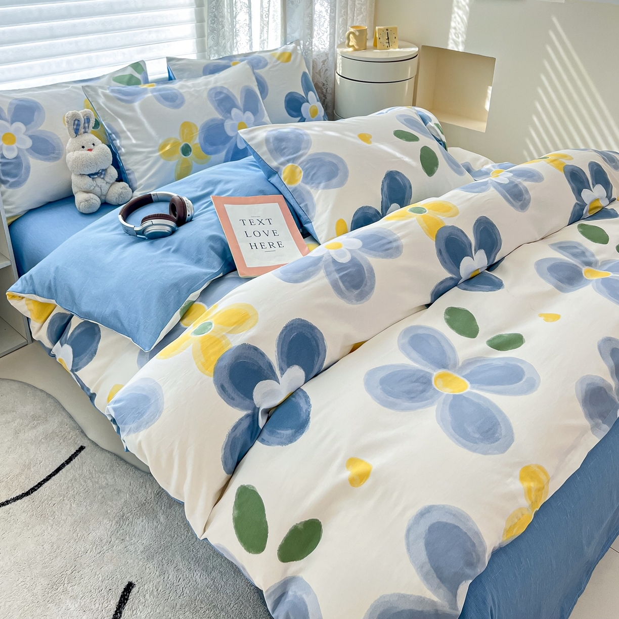 91家纺网 家纺一手货源 找家纺 红馆 2025年全棉12868印花系列四件套 向阳花开