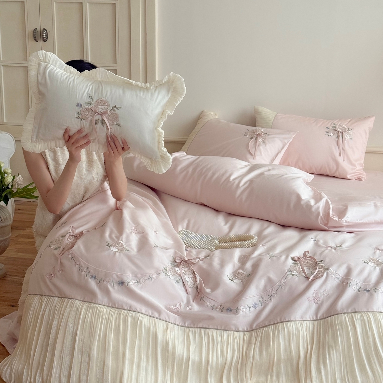 91家纺网 家纺一手货源 找家纺 （总）嗨购家纺 2025新款50S 全棉亲肤四件套-花间捕梦