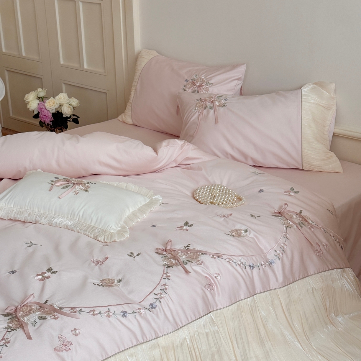 91家纺网 家纺一手货源 找家纺 （总）嗨购家纺 2025新款50S 全棉亲肤四件套-花间捕梦