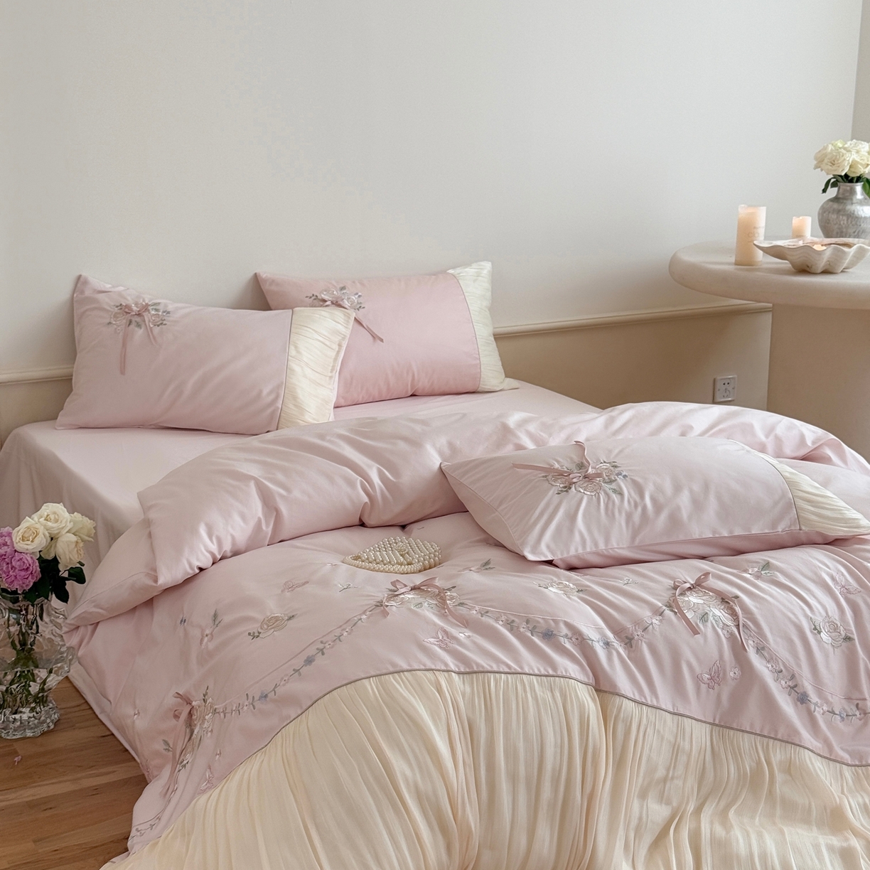 91家纺网 家纺一手货源 找家纺 （总）嗨购家纺 2025新款50S 全棉亲肤四件套-花间捕梦