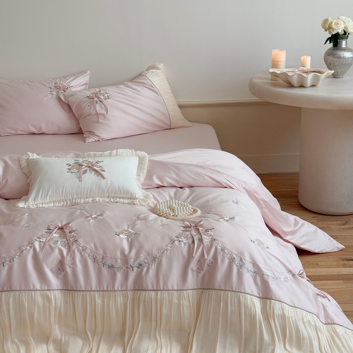 91家纺网 家纺一手货源 找家纺 （总）嗨购家纺 2025新款50S 全棉亲肤四件套-花间捕梦