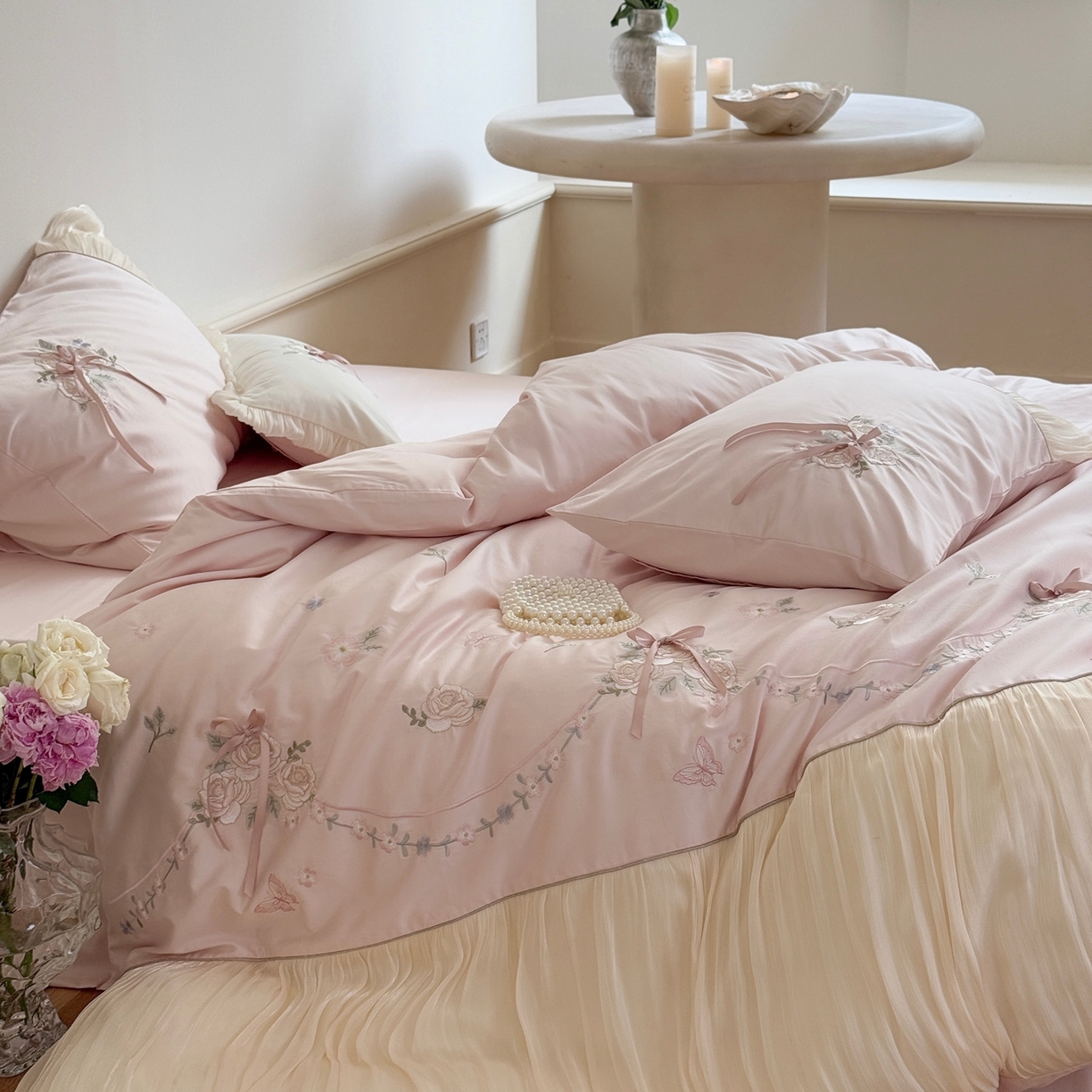 91家纺网 家纺一手货源 找家纺 （总）嗨购家纺 2025新款50S 全棉亲肤四件套-花间捕梦