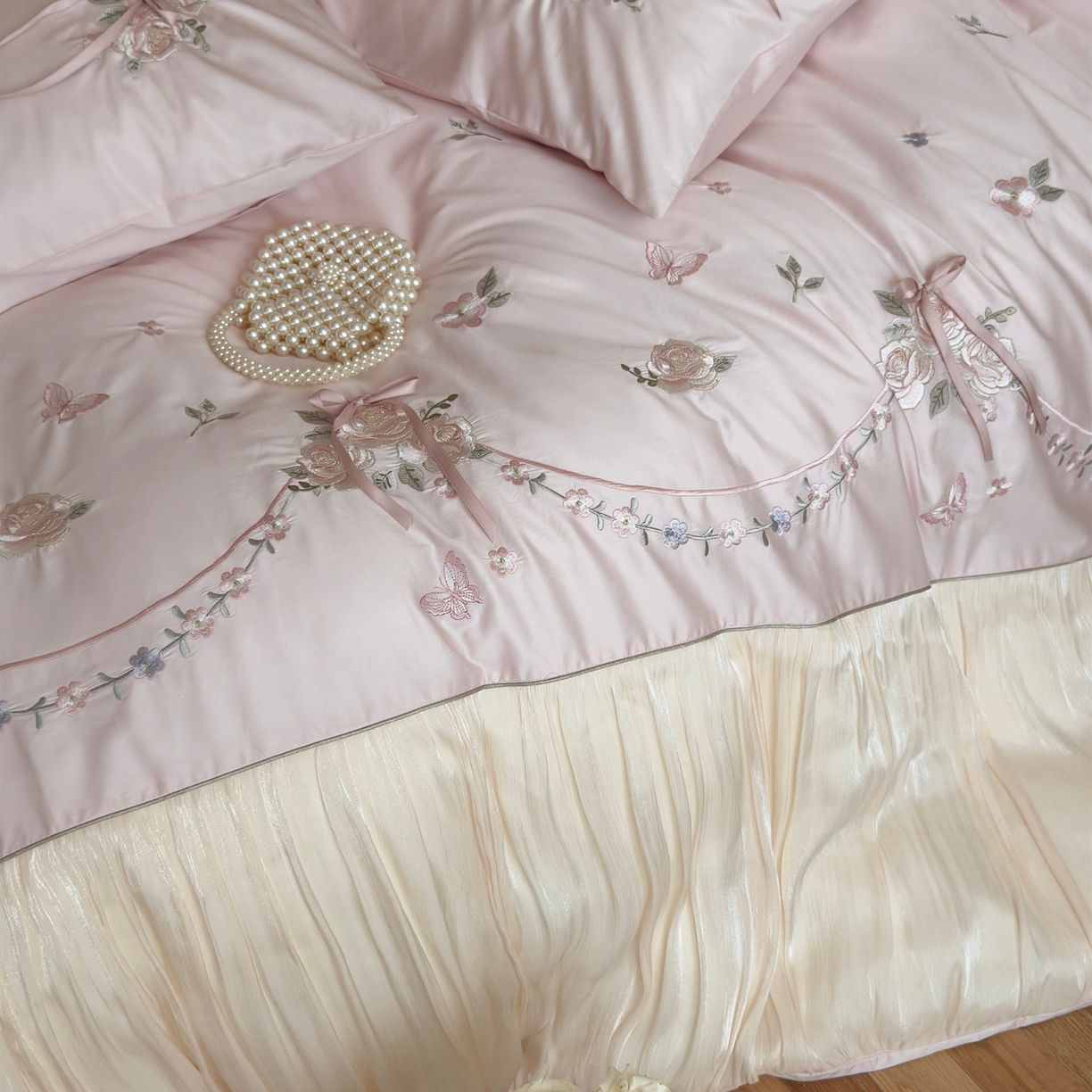 91家纺网 家纺一手货源 找家纺 （总）嗨购家纺 2025新款50S 全棉亲肤四件套-花间捕梦