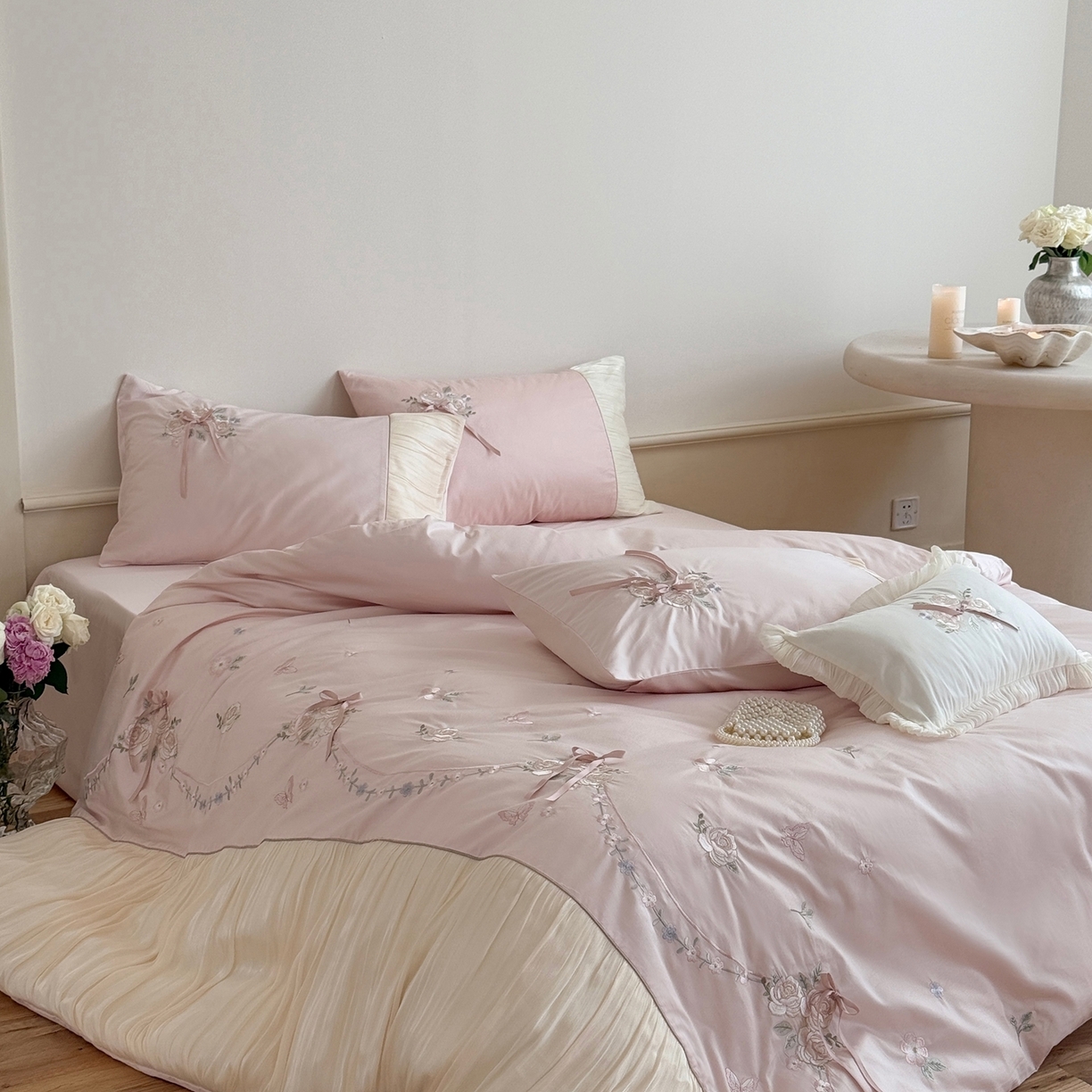 91家纺网 家纺一手货源 找家纺 （总）嗨购家纺 2025新款50S 全棉亲肤四件套-花间捕梦