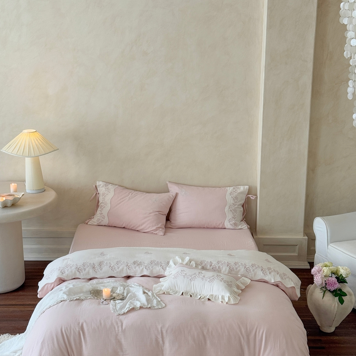 91家纺网 家纺一手货源 找家纺 （总）嗨购家纺 2025新款亲肤舒适双层纱四件套-花期漫漫