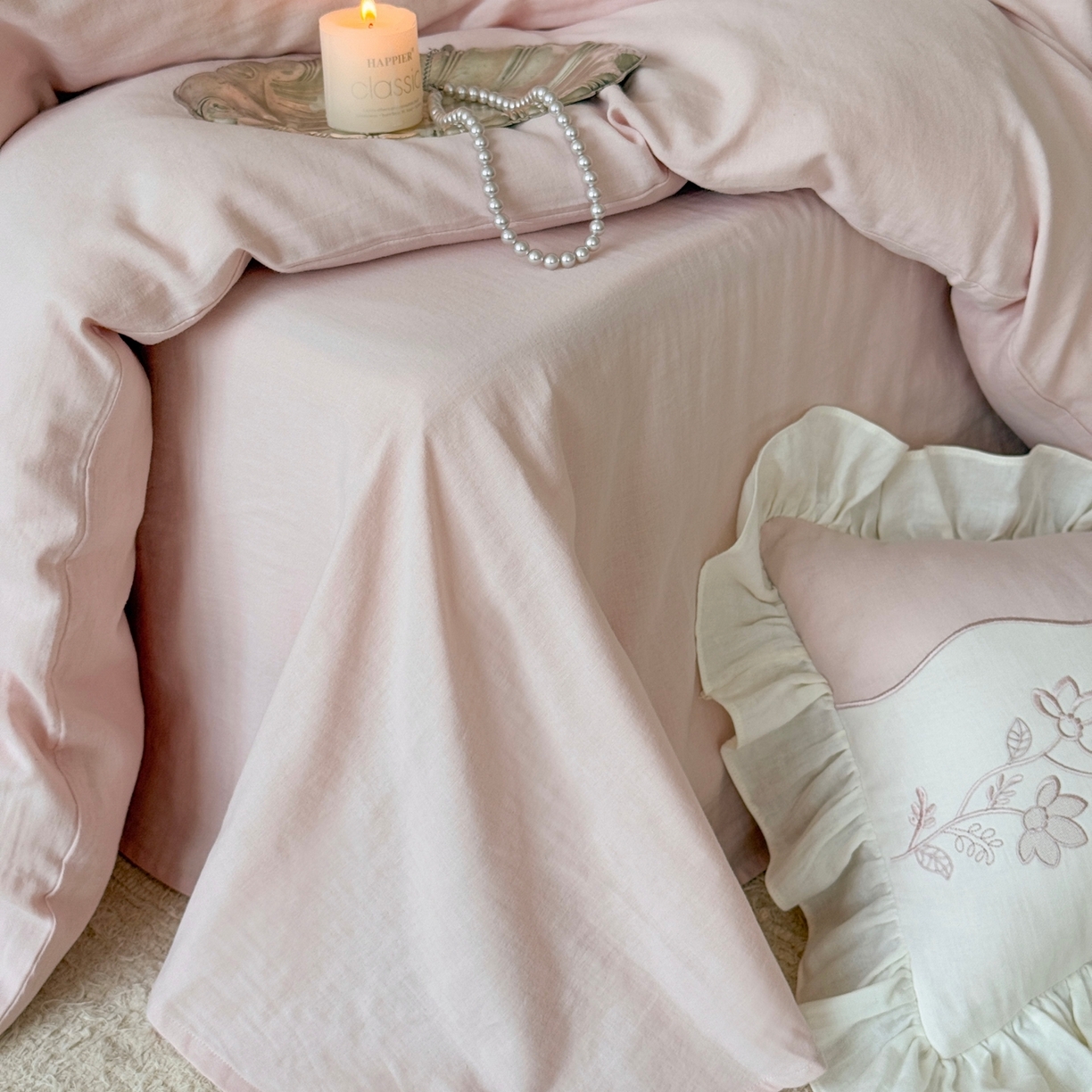 91家纺网 家纺一手货源 找家纺 （总）嗨购家纺 2025新款亲肤舒适双层纱四件套-花期漫漫