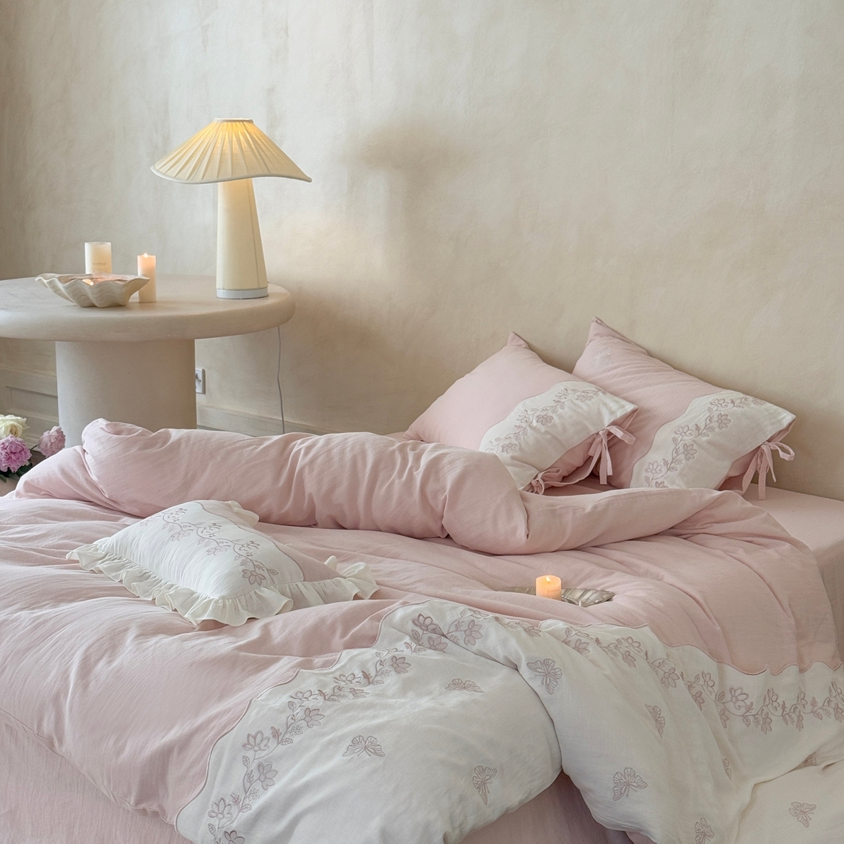 91家纺网 家纺一手货源 找家纺 （总）嗨购家纺 2025新款亲肤舒适双层纱四件套-花期漫漫