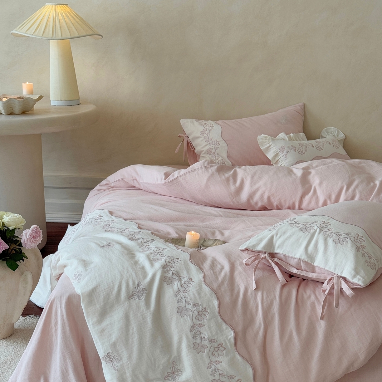 91家纺网 家纺一手货源 找家纺 （总）嗨购家纺 2025新款亲肤舒适双层纱四件套-花期漫漫