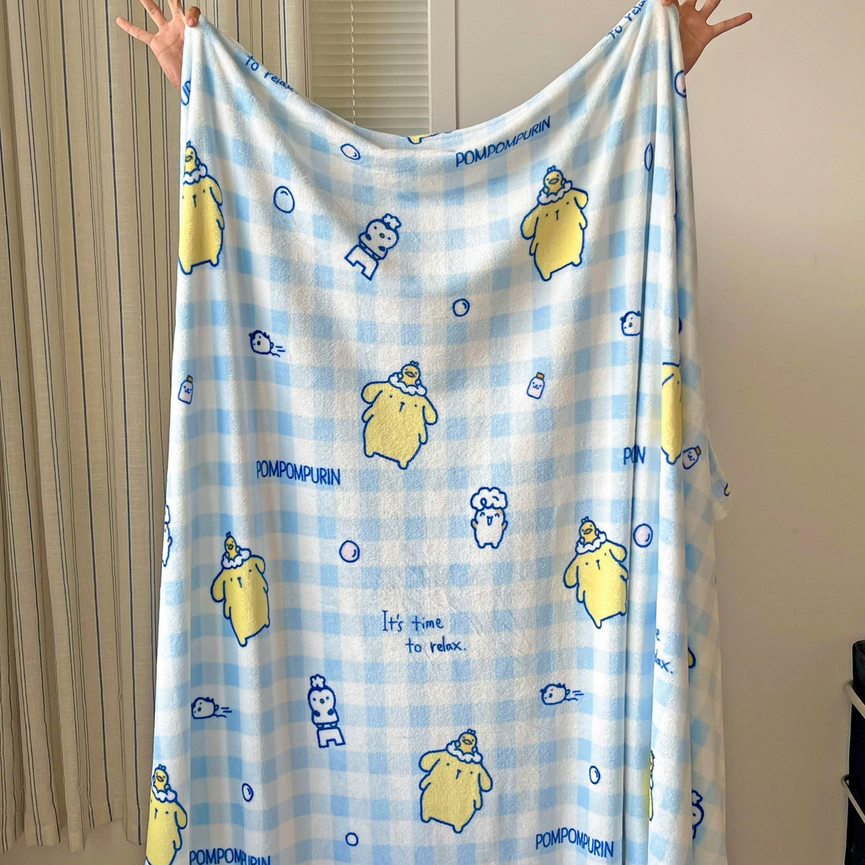 91家纺网 家纺一手货源 找家纺 耀悦家纺2025新款正版授权三丽鸥高克重卡通牛奶绒毛毯多功能毯子盖毯 蓝格布丁狗