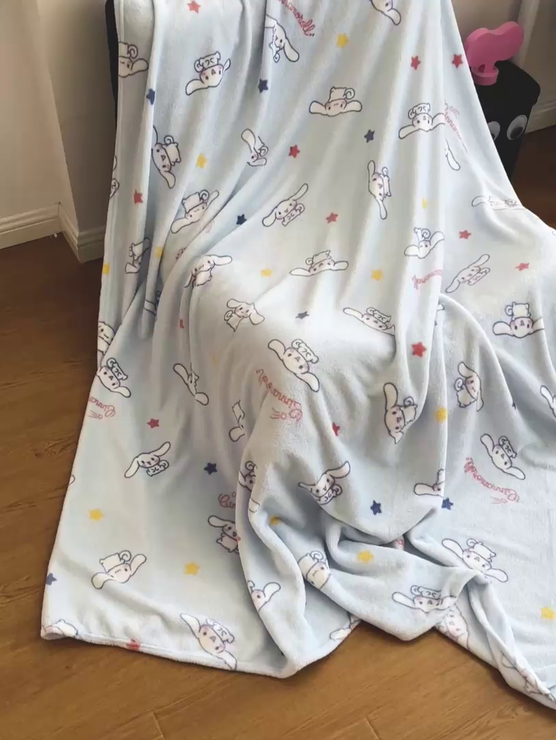 91家纺网 家纺一手货源 找家纺 耀悦家纺2025新款正版授权三丽鸥高克重卡通牛奶绒毛毯多功能毯子盖毯 星星玉桂狗