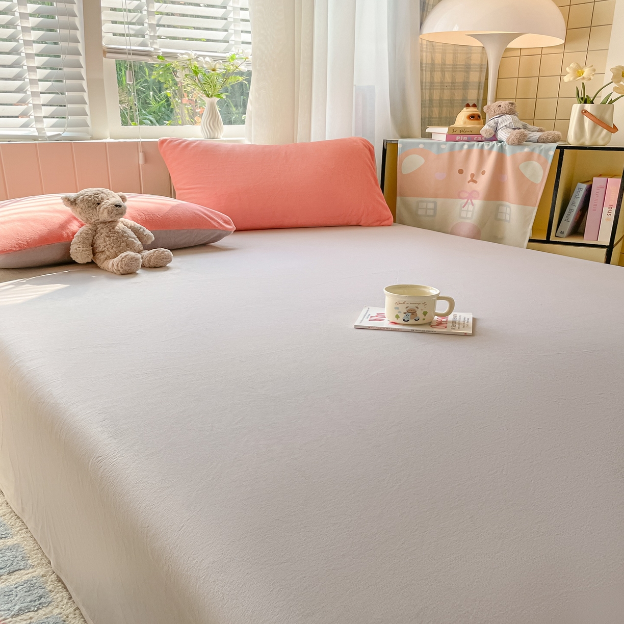 91家纺网 家纺一手货源 找家纺 仔仔熊 2025新款牛奶绒单床单床单单件 灰