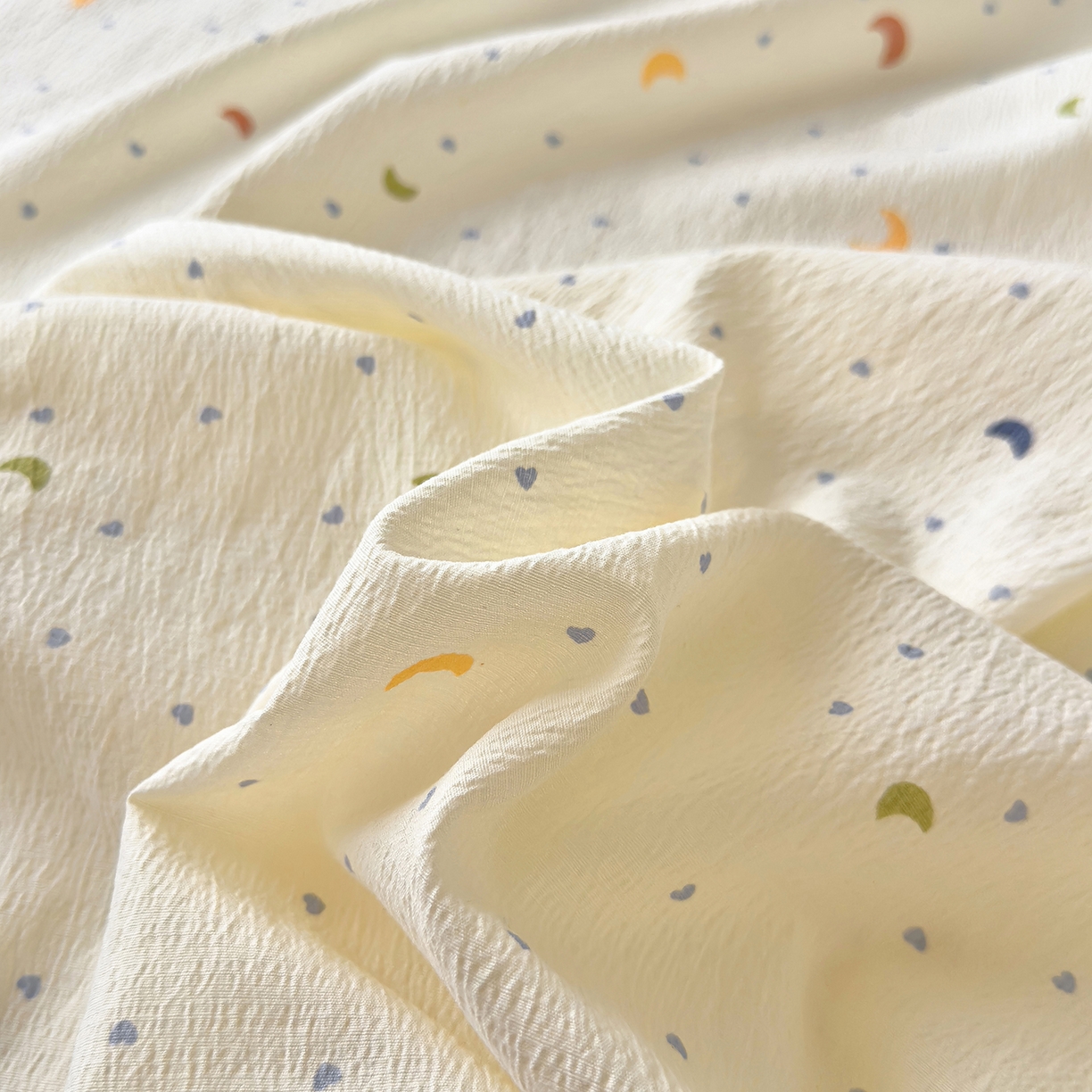 91家纺网 家纺一手货源 找家纺 三盛源 2025新款韩版碎花球球皱皱纱双层纱水洗棉单床单床单单件 星月心雨