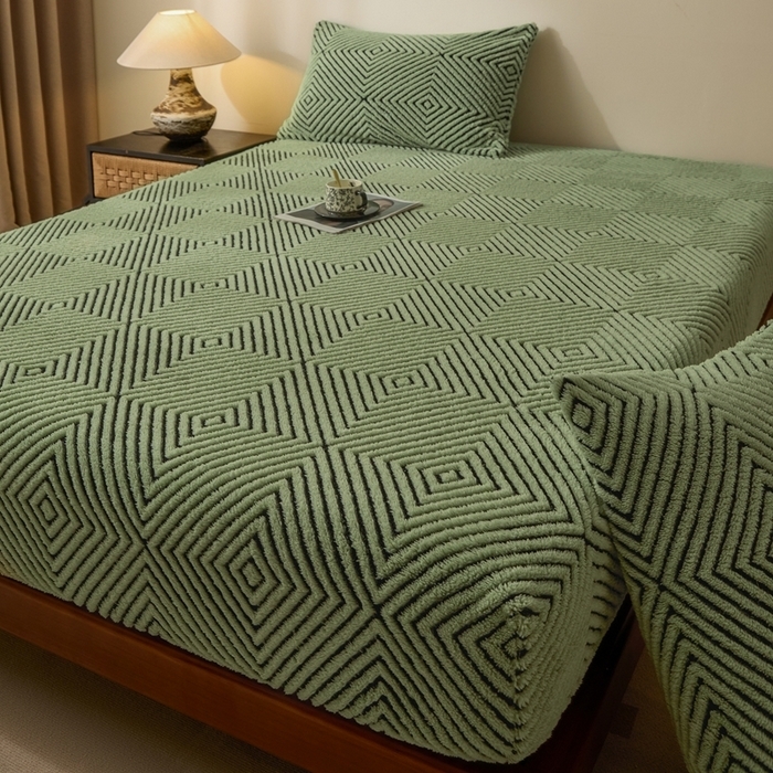 91家纺网 家纺一手货源 找家纺 （总）欧邦 2025新款提花暖阳绒单床笠