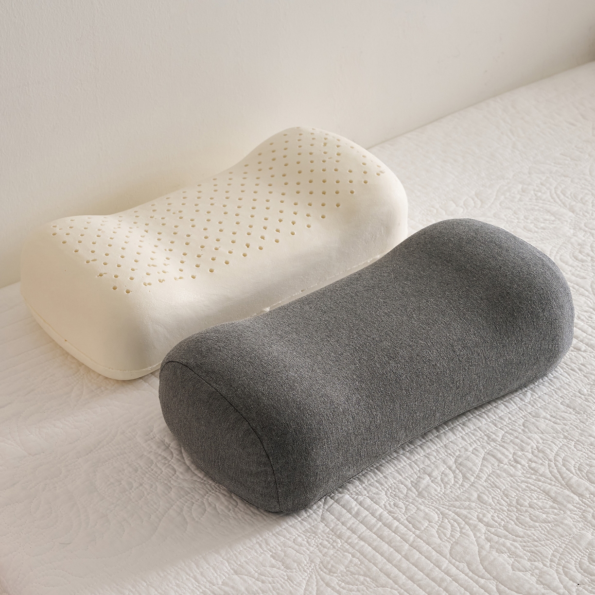 91家纺网 家纺一手货源 找家纺 鼎盛乳胶 2025新款彩棉乳胶午睡枕便携枕 彩棉深灰