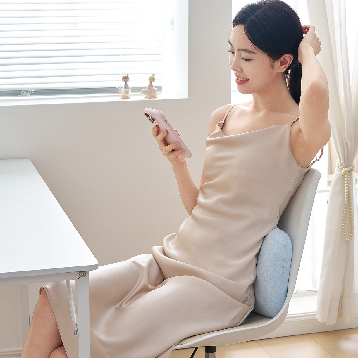 91家纺网 家纺一手货源 找家纺 鼎盛乳胶 2025新款彩棉乳胶小面包枕 彩棉天蓝