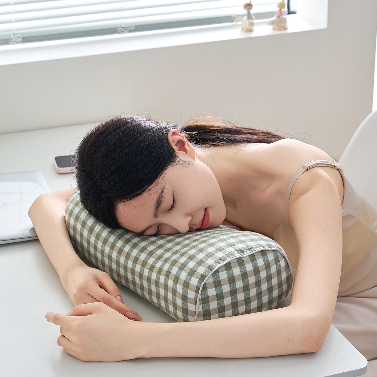 91家纺网 家纺一手货源 找家纺 鼎盛乳胶 2025新款水洗棉小乳胶枕多功能便携枕 水洗绿