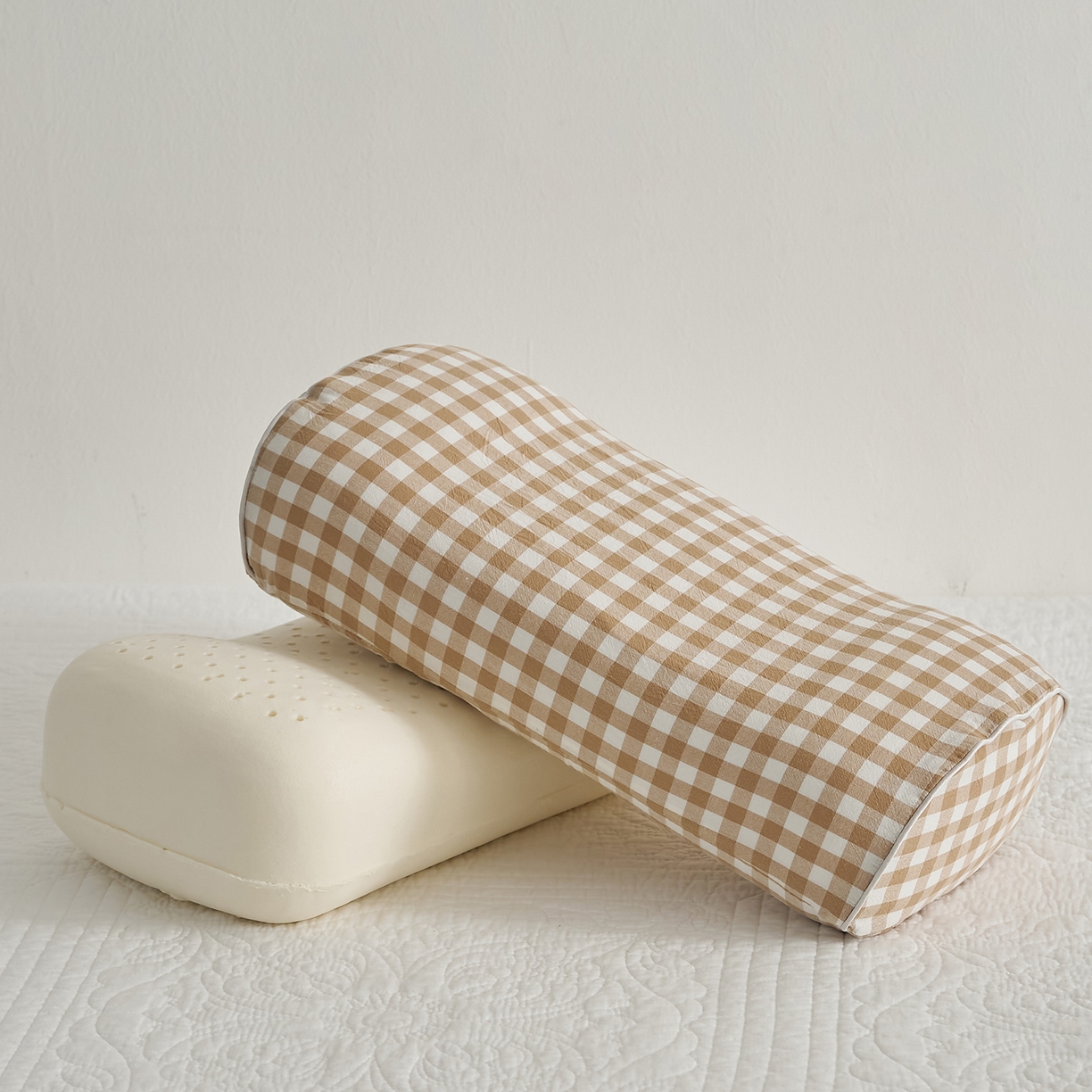 91家纺网 家纺一手货源 找家纺 鼎盛乳胶 2025新款水洗棉小乳胶枕多功能便携枕 水洗咖