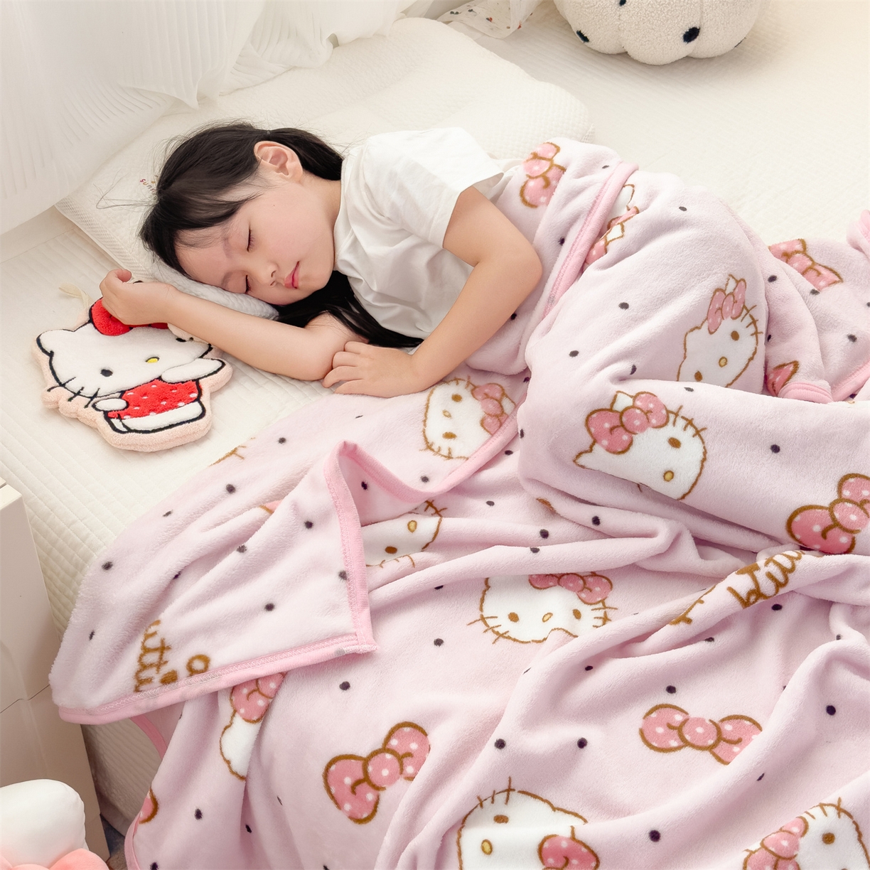 91家纺网 家纺一手货源 找家纺 （总）花满路 2025新款亲肤舒适三丽鸥儿童毯毛毯毯子