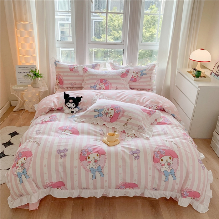 91家纺网 家纺一手货源 找家纺 （总）玉元坊2025新款三丽鸥系列 全棉床单纯棉床裙三四件套 