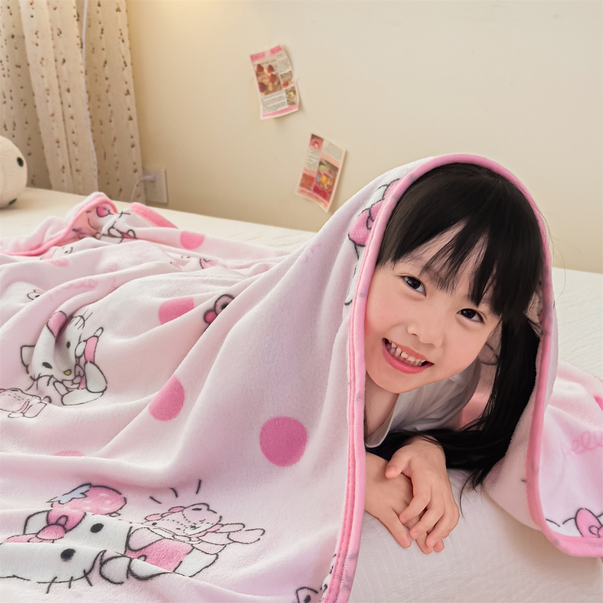 91家纺网 家纺一手货源 找家纺 （总）花满路 2025新款亲肤舒适三丽鸥儿童毯毛毯毯子