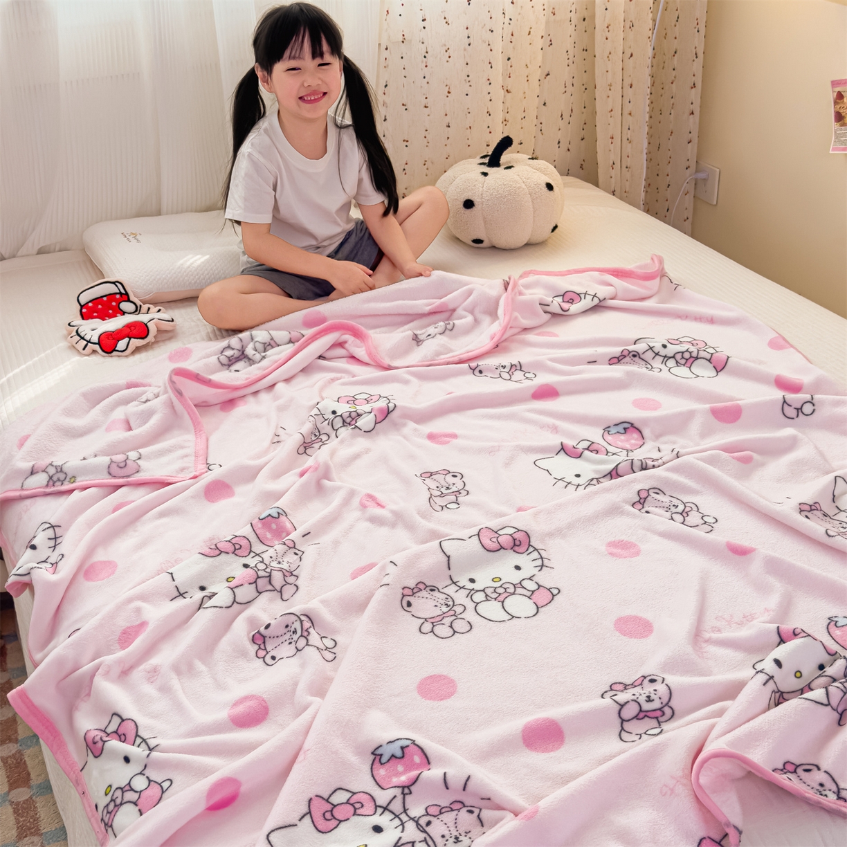 91家纺网 家纺一手货源 找家纺 （总）花满路 2025新款亲肤舒适三丽鸥儿童毯毛毯毯子