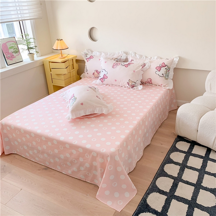 91家纺网 家纺一手货源 找家纺 玉元坊2025新款三丽鸥系列 全棉床单纯棉床裙三四件套  蝴蝶结美乐蒂【花边款】