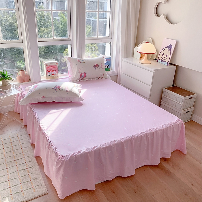 91家纺网 家纺一手货源 找家纺 玉元坊2025新款三丽鸥系列 全棉床单纯棉床裙三四件套  开心美乐蒂【花边款】