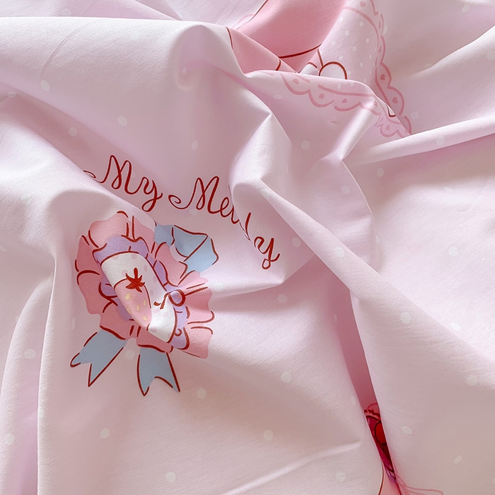 91家纺网 家纺一手货源 找家纺 玉元坊2025新款三丽鸥系列 全棉床单纯棉床裙三四件套  小兔美乐蒂【花边款】